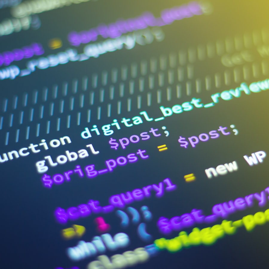 Konsep pengkodean dan pemrograman komputer dengan tampilan kode di layar