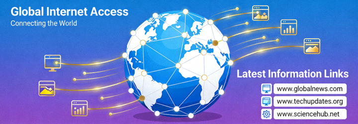 Ilustrasi akses internet global dan informasi link terkini