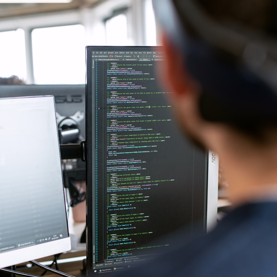 Ilustrasi orang sedang memecahkan masalah teknis komputer dengan alat diagnostik